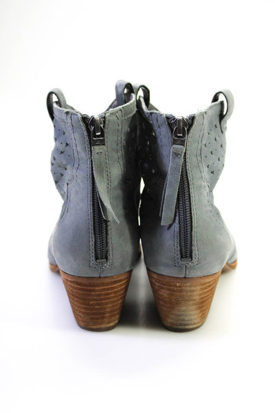 Sam Edelman Womens Laser Cut Leather Almond Toe Ankle Boots Gray Size 9.5