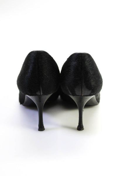 Holly Would Women's Calf Hair Pointed Toe High Heel Pumps Black Size 37