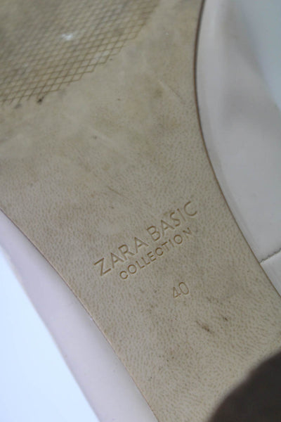 Zara Womens Block Heel Pumps Knotted Mules Pink White Size 40 Lot 2