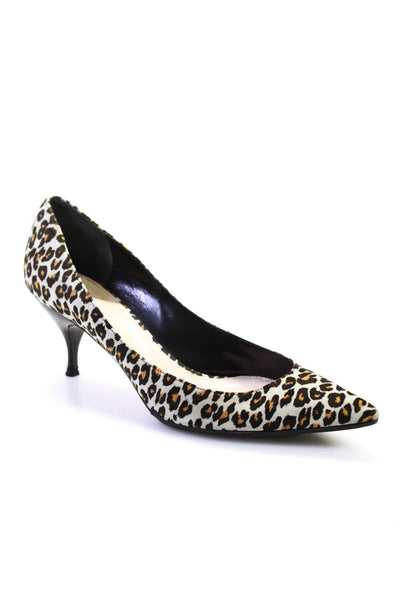 Nina Ricci Womens Suede Animal Print Pointed Toe Pumps Gray Size 38 8