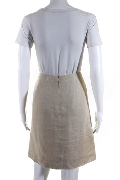 Carolina Herrera Womens Brown Zip Back Lined Pencil Skirt Size 10