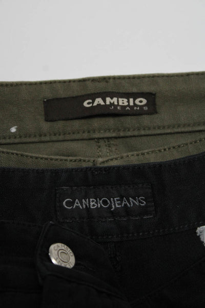 Cambio Womens Cotton Straight Leg Buttoned Textured Pants Black Size 14 Lot 2