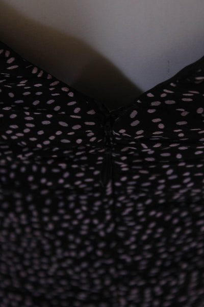 Kay Unger Women's V-Neck Spotted Spaghetti Strap Ruched Mini Sundress Black  4