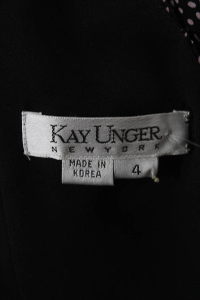 Kay Unger Women's V-Neck Spotted Spaghetti Strap Ruched Mini Sundress Black  4