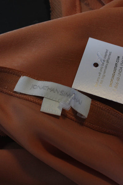Jonathan Simkha Women's Stretch Unlined Silk Midi Skirt Orange Size 7