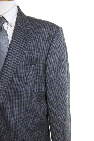 Oscar de la Renta Mens Silk Striped Buttoned Collared Blazer Gray Size EUR46L