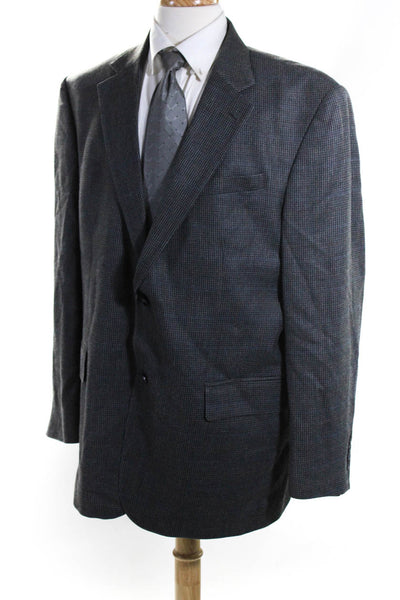 Oscar de la Renta Mens Silk Striped Buttoned Collared Blazer Gray Size EUR46L
