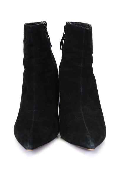 Topshop Womens Suede Pointed Toe Zippered Stiletto Ankle Boots Black Size 10.5