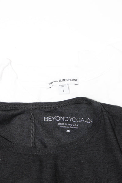 Standard James Perse Beyond Yoga Womens Top Tee Shirt White Gray Size XS 1 Lot 2