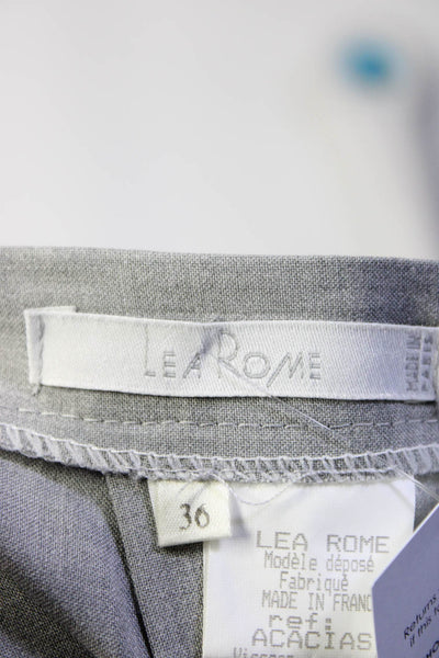 Lea Rome Womens Front Button Midi Length Woven Pencil Skirt Gray Size FR 36