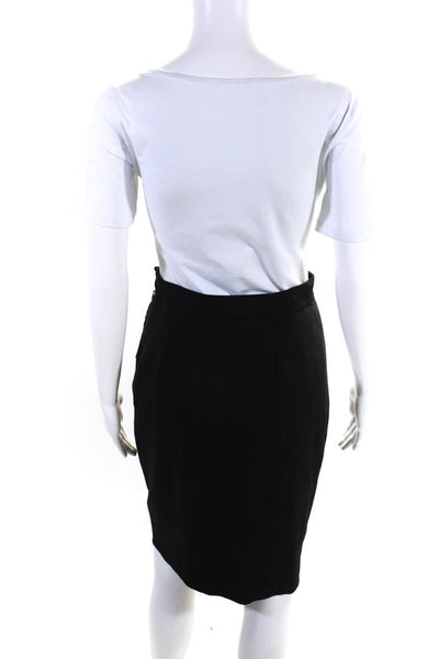 L'Agence Womens Crepe Pleated Draped Tulip Pencil Skirt Black Size 4
