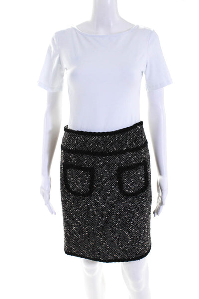 Nanette Lepore Womens Black White Textured Front Pockets Pencil Skirt Size 2