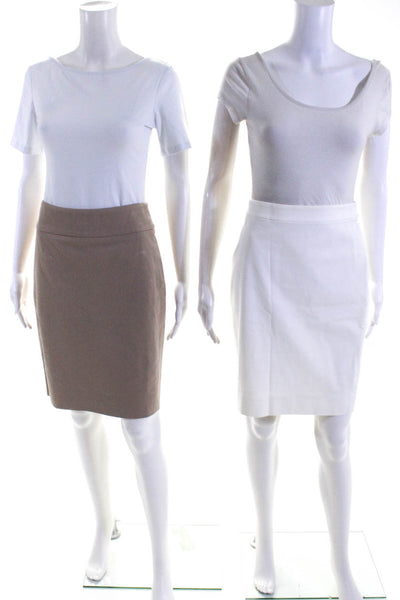 J Crew Womens White Cotton Zip Back Lined Knee Length Pencil Skirt Size 2P Lot 2