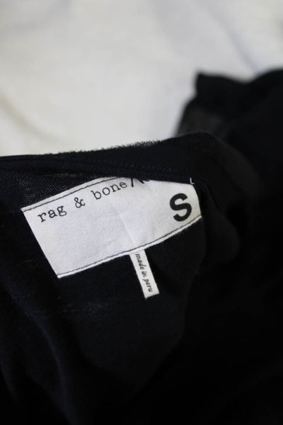 Rag & Bone/Knit Womens Scoop Neck Sheer Trim Tank Top Black Size Small