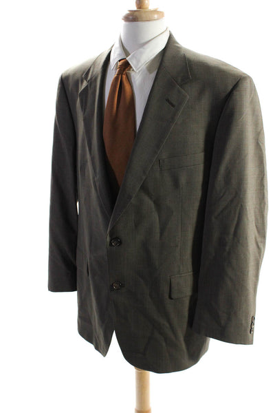 Brooks Brothers Mens Wool Houndstooth Print Two Button Blazer Brown Size 46R