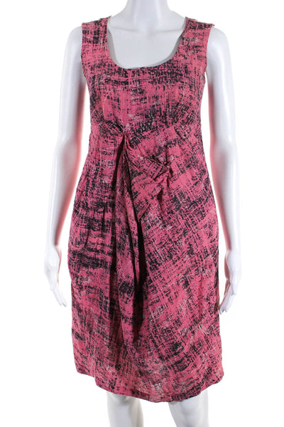 Hanii Y Womens Abstract Sleeveless Short Pleated Pencil Dress Pink Black Size 38