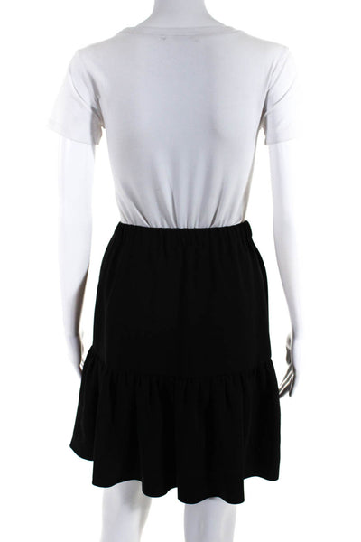 Kenzo Womens Elastic Waist Drawstring Short Tiered Pleated Skirt Black Size 34