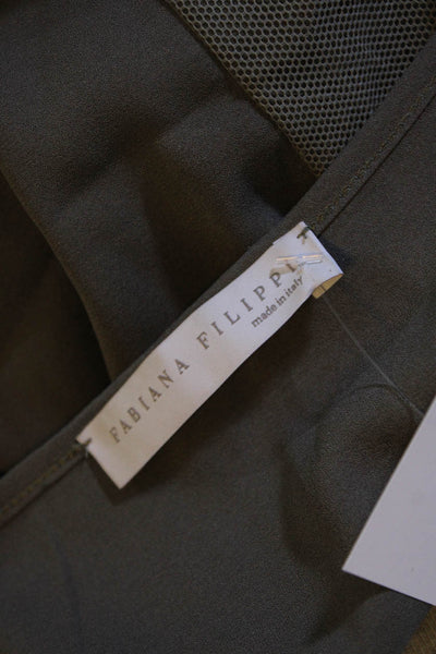Fabiana Filippi Womens Patchwork Metallic Striped Sleeveless Top Beige Size S