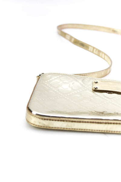 Kate Spade Womens Graphic Print Textured Zipped Darted Shoulder Handbag Gold