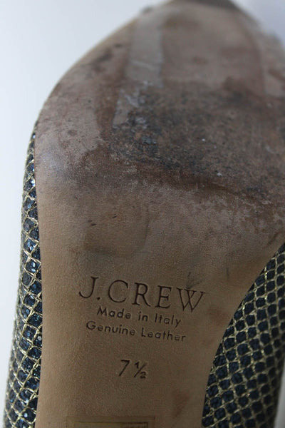 J Crew Womens Gold Tone Mesh Textured Stiletto Heels Pumps Black Size EUR37