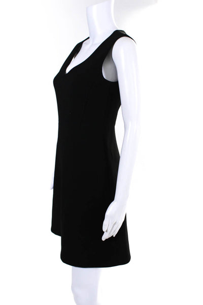 Theory Women's Scoop Neck Double Crepe Sleeveless Flounce Dress Black Size 0