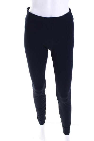 Helmut Lang Womens Elastic Mid Rise Skinny Pants Navy Blue Size Small