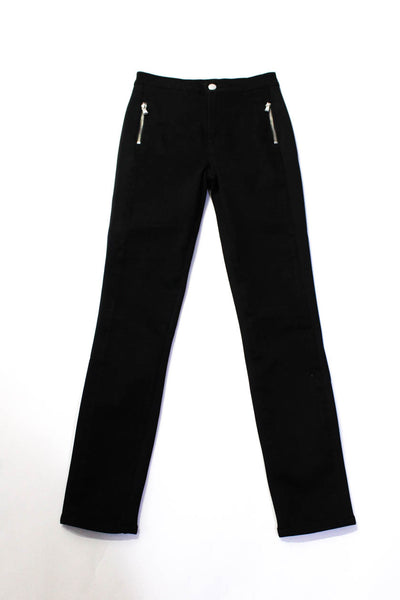 J Brand Womens Cotton High Rise Zip Up Skinny Jeans Pants Black Size 25