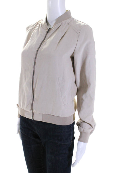 Be Cool Womens Long Sleeve Zip Up Jacket Beige Size Small