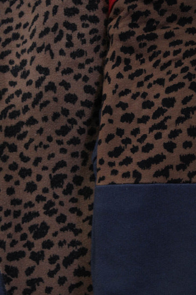Monrow Women's Leopard Print Colorblock Hoodie Joggers Matching Set Gray Size XS