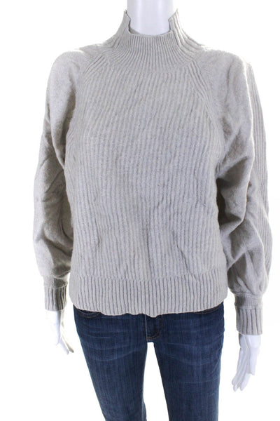Everlane Womens The Cashmere Ribbed Turtleneck  Pale Heathered Grey Size L