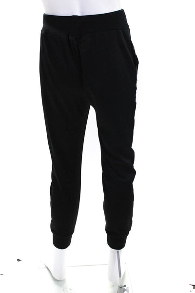 Fendi Mens Metallic Logo Stripe Knit Cuff Track Pants Sweatpants Black IT 44