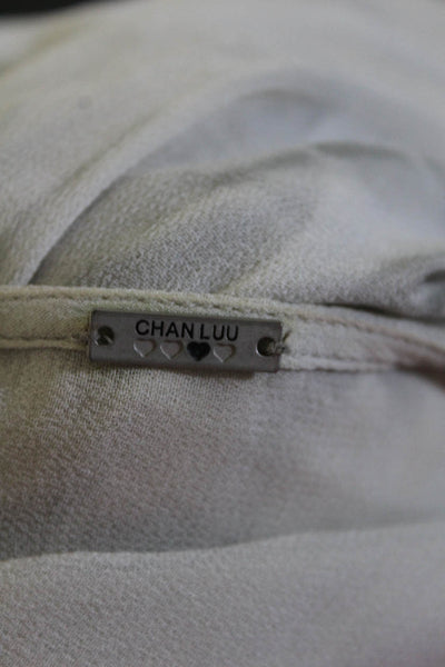Chan Luu Womens Tied Front 3/4 Sleeved Drawstring Blouson Tunic Gray Size M
