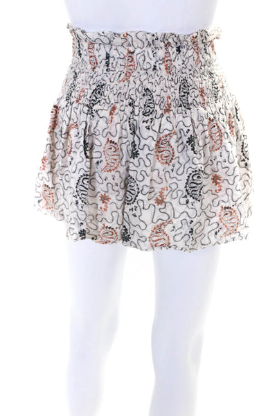 Isabel Marant Etoile Womens Cotton Elastic Abstract Mini Shorts Beige Size 42