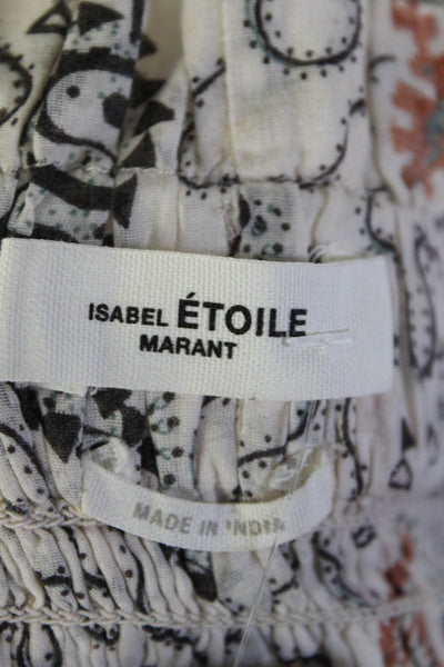 Isabel Marant Etoile Womens Cotton Elastic Abstract Mini Shorts Beige Size 42