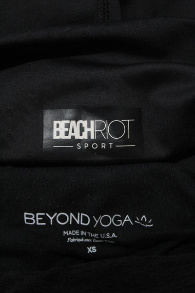 Beach Riot Beyond Yoga Womens Striped Athletic Leggings Black Brown XS Lot 2