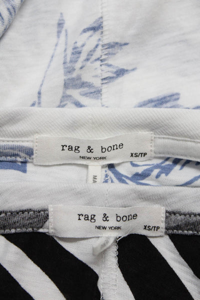 Rag & Bone Womens Zebra Monstera Leaf Print Short Sleeve Tee Shirt Size XS Lot 2