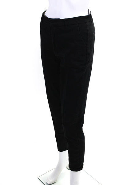 Absolu Womens Mid Rise Twill Slim Leg Chino Pants Black Cotton Size FR 36