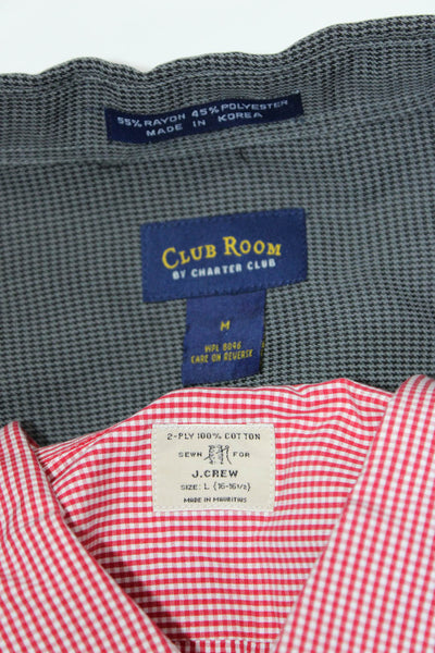 J Crew Club Room Mens Button Down Shirts Red Gray Size 16 16.5 Medium Lot  2
