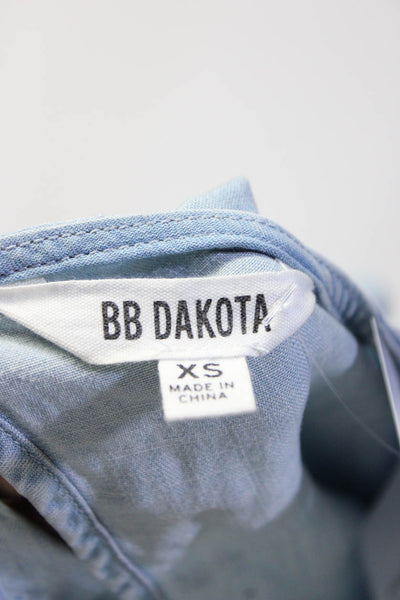 BB Dakota Womens Blue Crew Neck 3/4 Sleeve Blouse Top Size XS