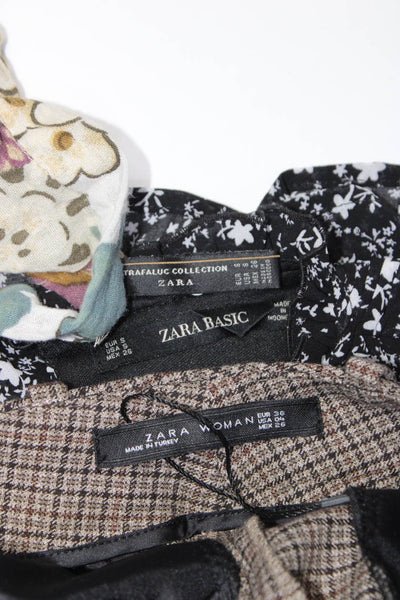 Zara Womens Dress Pants Multicolor Floral Tie Back Blouse Top Size S XS Lot 3