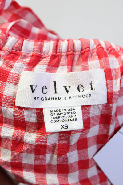 Velvet Women's Square Neck Spaghetti Straps Check Blouse Size XS