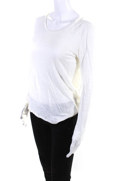 Sandro Paris Women's Crewneck Long Sleeves Hi-Lo Hem Blouse White Size 1