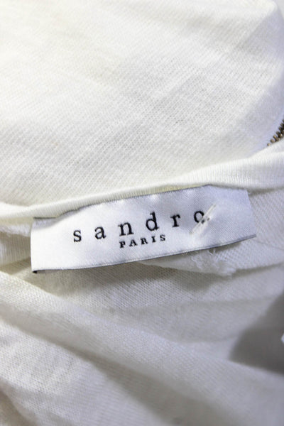 Sandro Paris Women's Crewneck Long Sleeves Hi-Lo Hem Blouse White Size 1