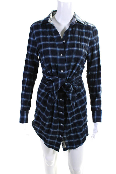 Rag & Bone Women's Collar Long Sleeves Button Down Shirt Dress Plaid Size XS