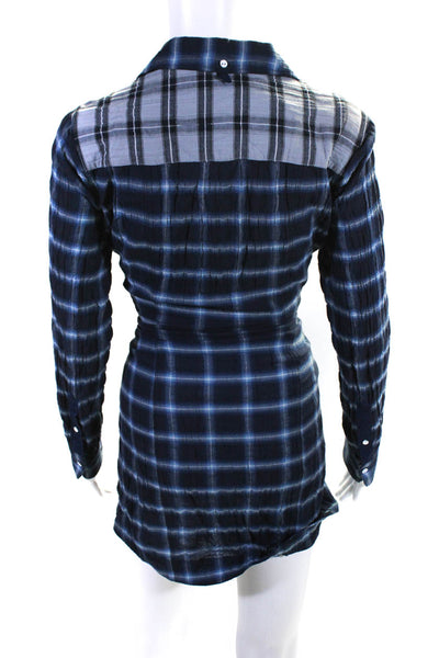 Rag & Bone Women's Collar Long Sleeves Button Down Shirt Dress Plaid Size XS