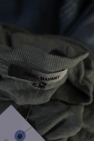 Isabel Marant Womens Linen Crew Neck Long Sleeved Tee Shirt Top Green Size L