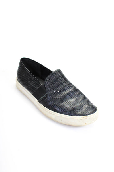 Vince Women's Textured Leather Slip On casual Shoes Black Size 8
