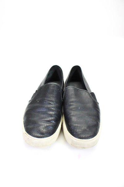 Vince Women's Textured Leather Slip On casual Shoes Black Size 8