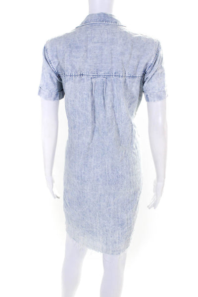 Rails Womens Valerie Light Acid Wash Shirt Dress Blue Size Extra Small