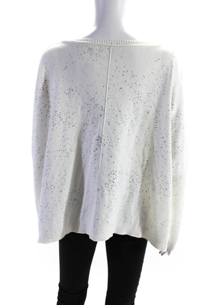 525 America Womens Cotton Spot Texture Long Sleeve Pullover Sweater White Size S